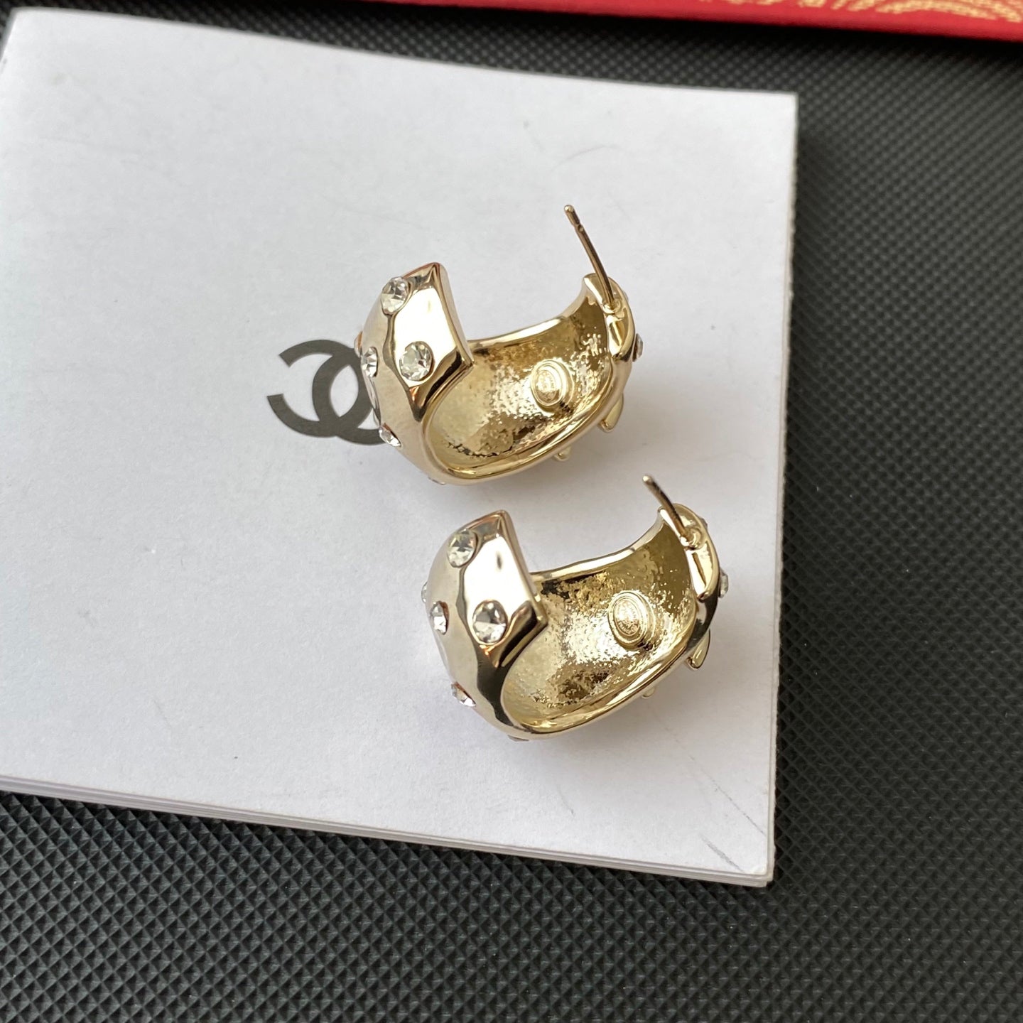 Vintage diamond half hoop earrings