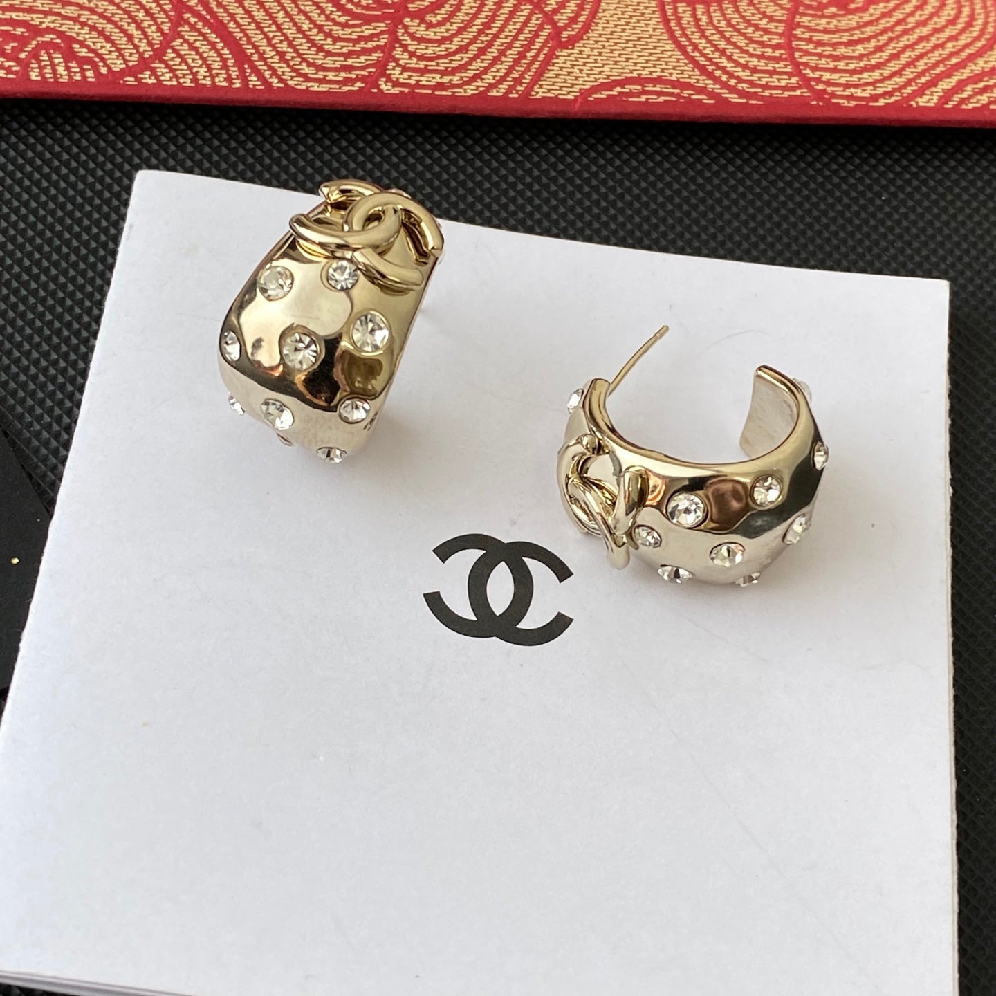 Vintage diamond half hoop earrings