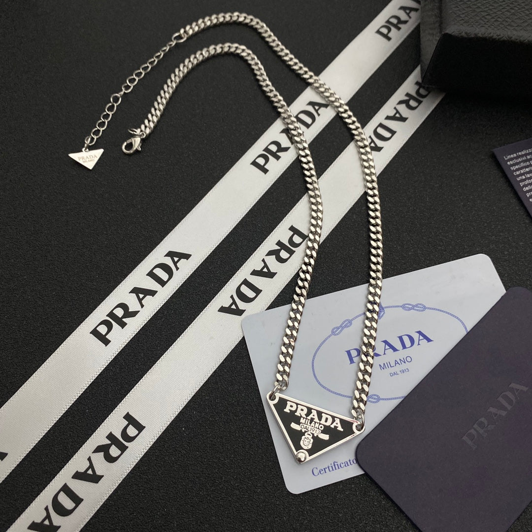 Enamel triangle chain necklace