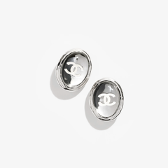 Silver Mirrored Oval Earrings