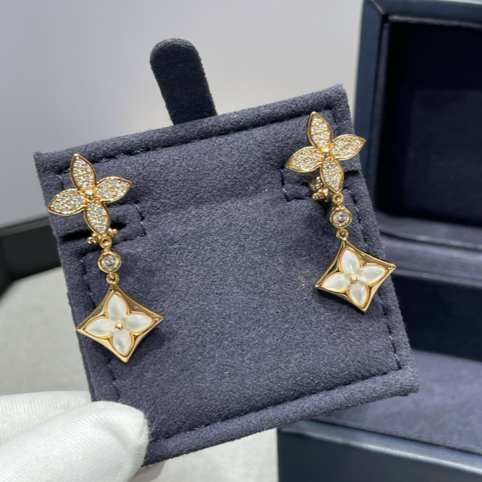 Diamond Shell Floral Earrings