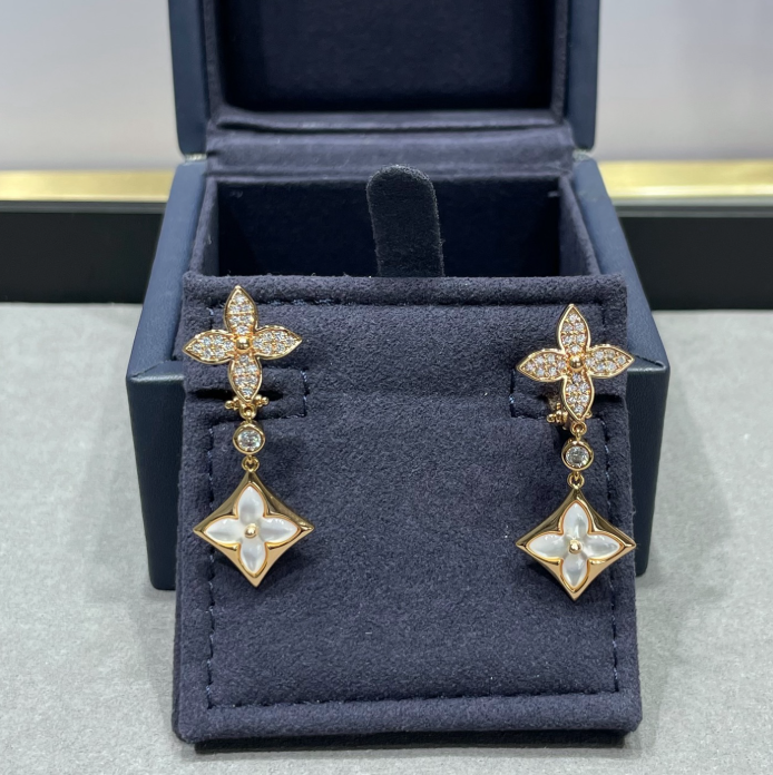 Diamond Shell Floral Earrings