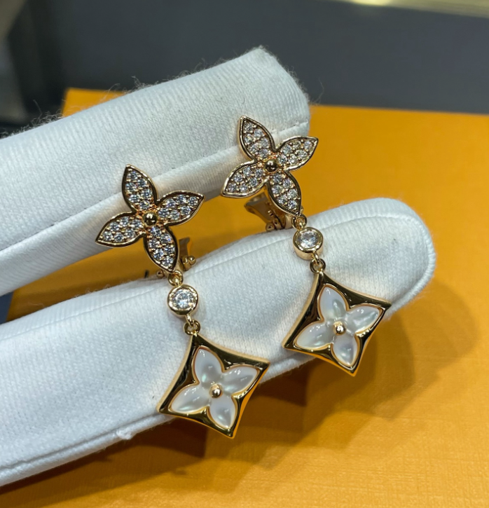 Diamond Shell Floral Earrings