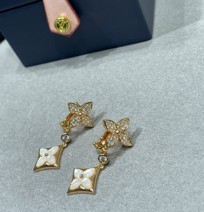 Diamond Shell Floral Earrings