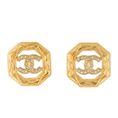 Octagonal Hollow Diamond Stud Earrings