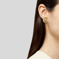 Octagonal Hollow Diamond Stud Earrings