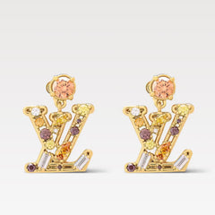 Colored Diamond Letter Earrings