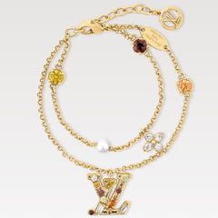 Colored Gemstone Crystal Double Bracelet