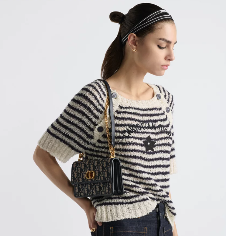 Blue Letter Jacquard Chain Bag