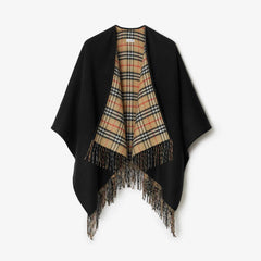 Reversible Black Vintage Plaid Cape