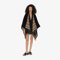 Reversible Black Vintage Plaid Cape