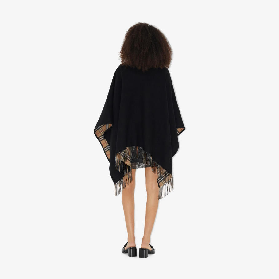 Reversible Black Vintage Plaid Cape