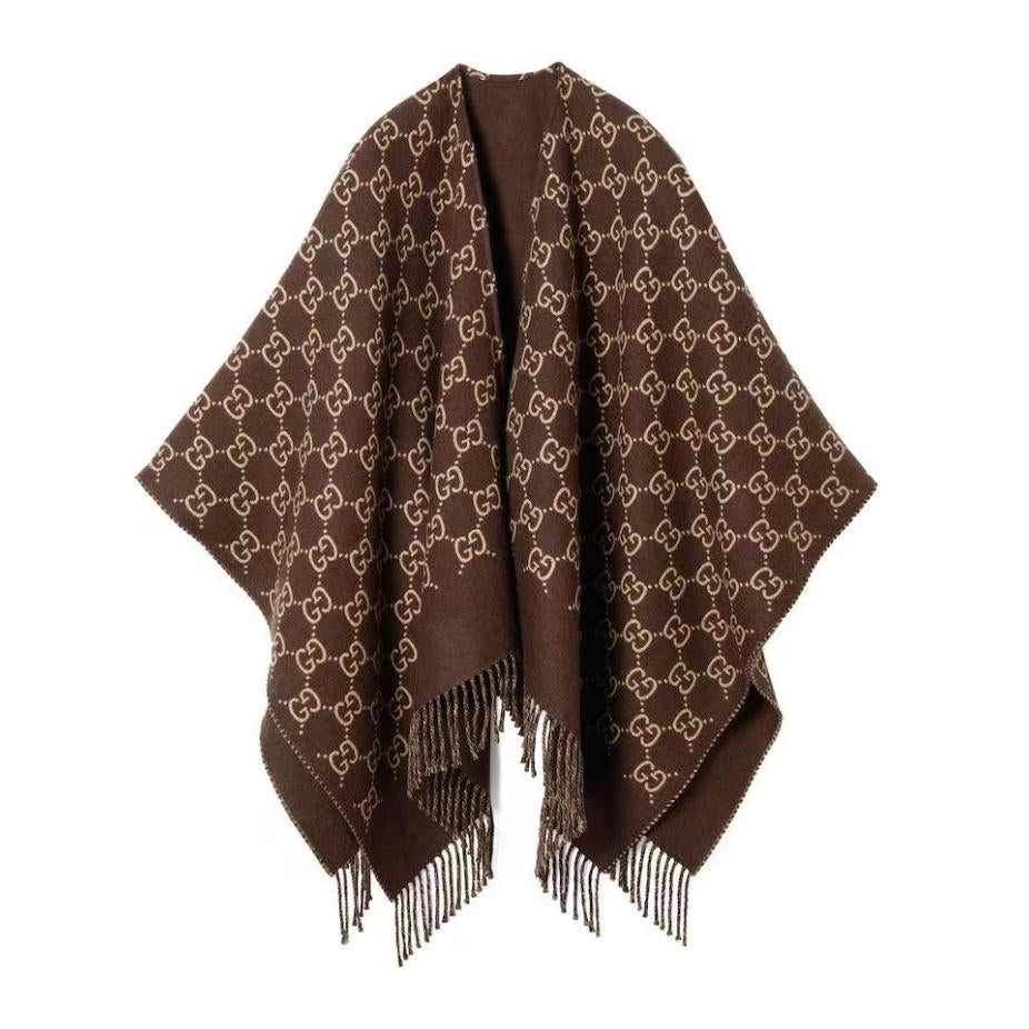 Wool Tassel Jacquard Cape