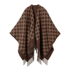 Wool Tassel Jacquard Cape