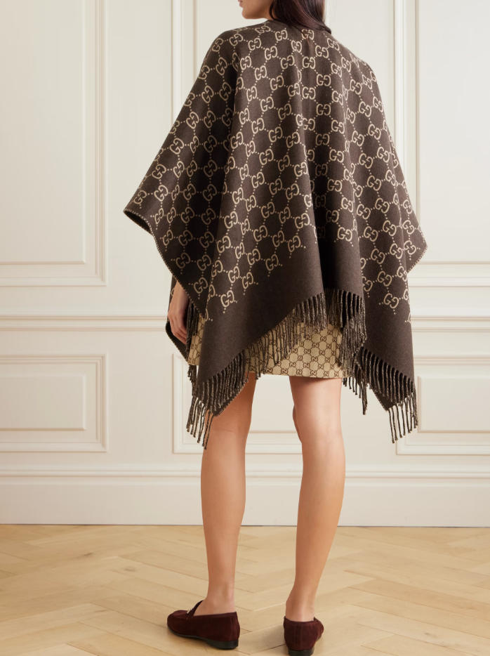 Wool Tassel Jacquard Cape