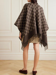 Wool Tassel Jacquard Cape