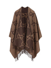 Brown Vintage Wool Jacquard Cape