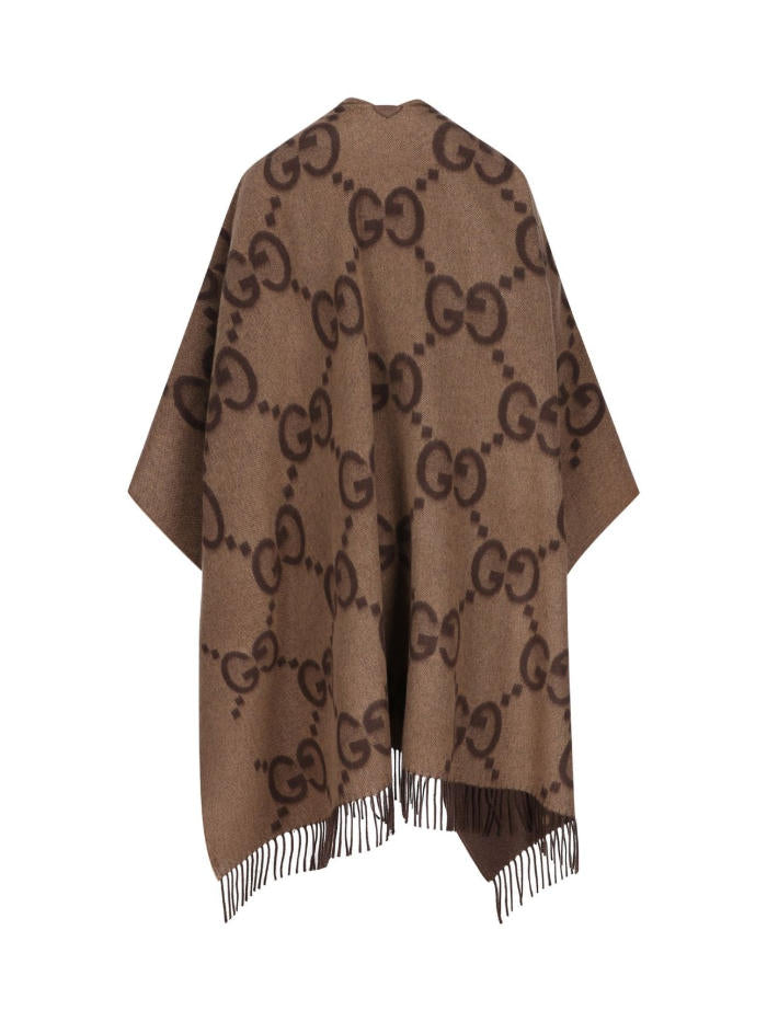 Brown Vintage Wool Jacquard Cape
