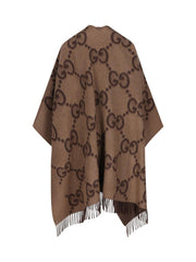 Brown Vintage Wool Jacquard Cape