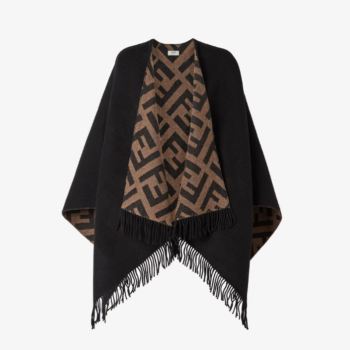 Retro wool and cashmere poncho