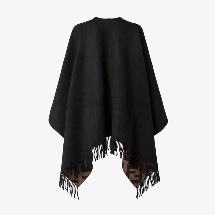 Retro wool and cashmere poncho