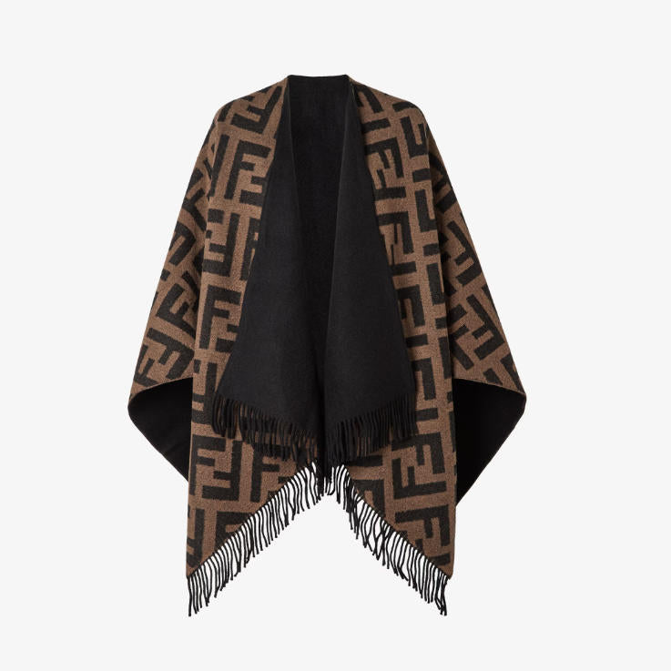 Retro wool and cashmere poncho